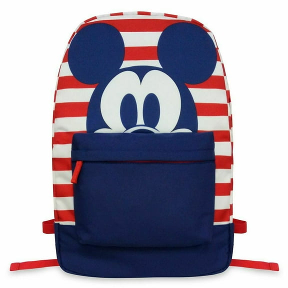 Disney Store Mickey Mouse Screen Art Striped Backpack Bag Red White Blue