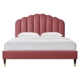 thumbnail image 4 of Platform Bed Frame, Tufted, Queen Size, Pink, Velvet, Bedroom, Modern Contemporary Boutique HB35173, 4 of 5