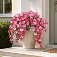 thumbnail image 3 of UV Resistant Artificial Petunia Bush Flower, Realistic Faux Petunia Floral Shrub, Outdoor Indoor Decor for Garden Patio Window Box Bonsaier Landscaping Home Decoration (Purple Blue Pink), Pink, 3 of 5