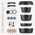 thumbnail image 2 of Carote 20 Pcs Nonstick Cookware Sets, Pots and Pans with Removable Handles, Oven Safe, Induction Ready, Classic Black, 2 of 10