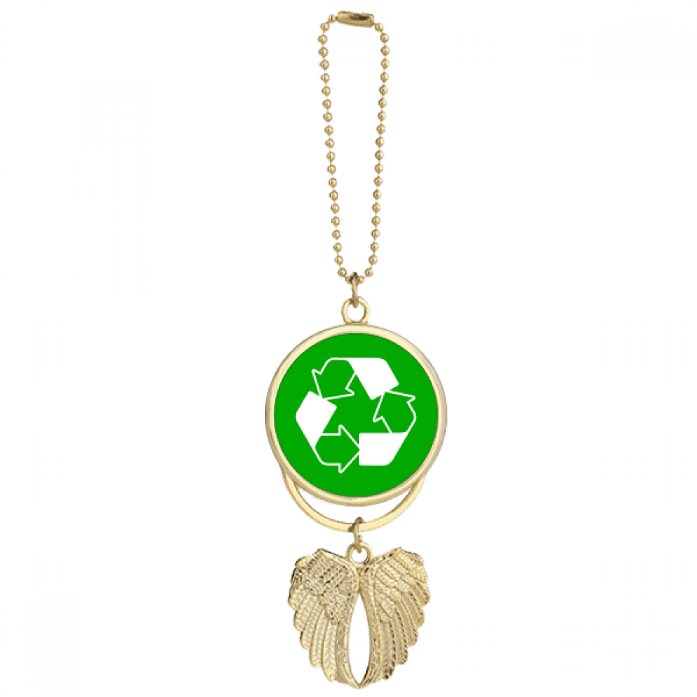 Porte-clés de Voiture avec Marque d'Avertissement Carrée Verte Recyclée Angel Pendentif Aile