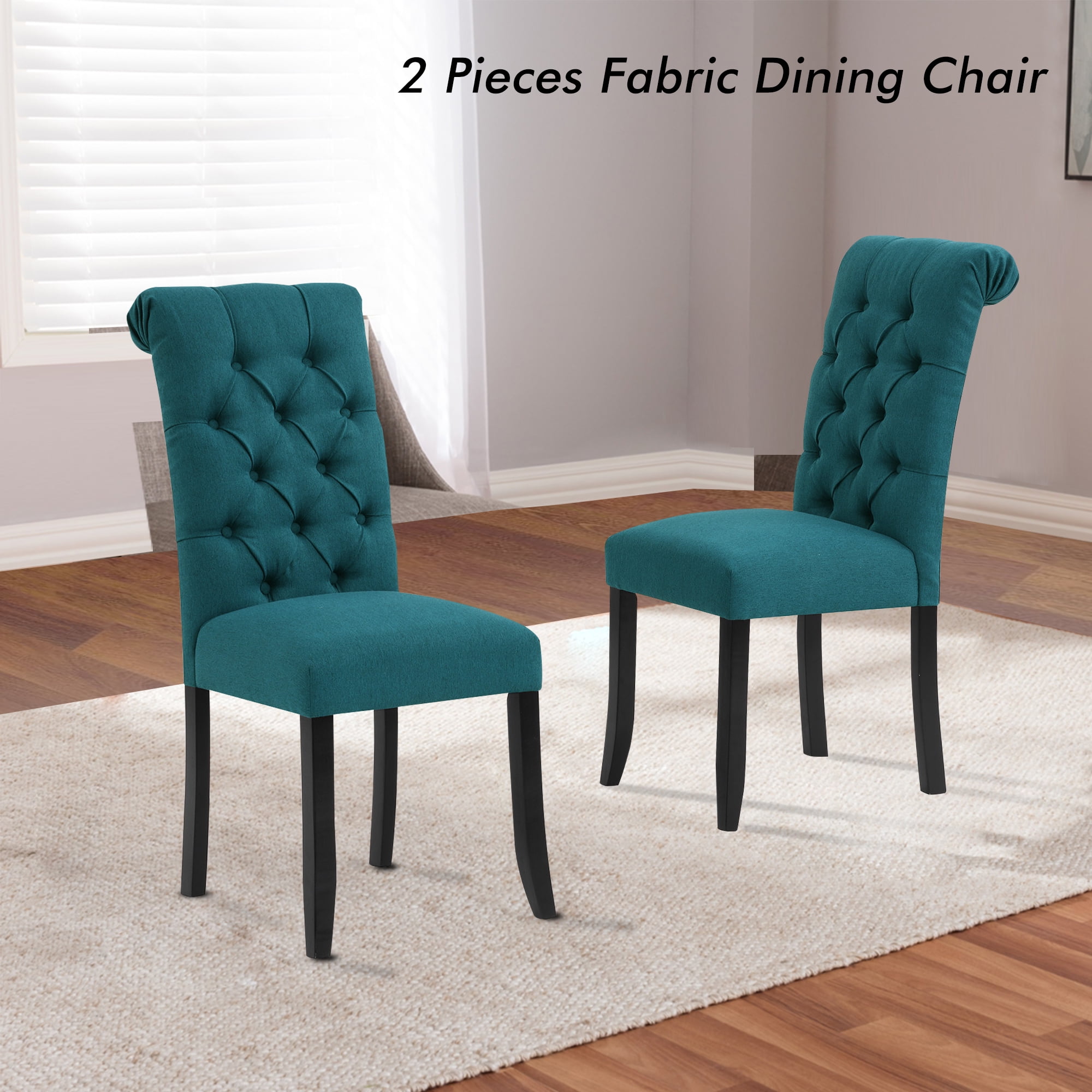 Dining Chairs, Linen Dining Room Chair Set of 2, Navy