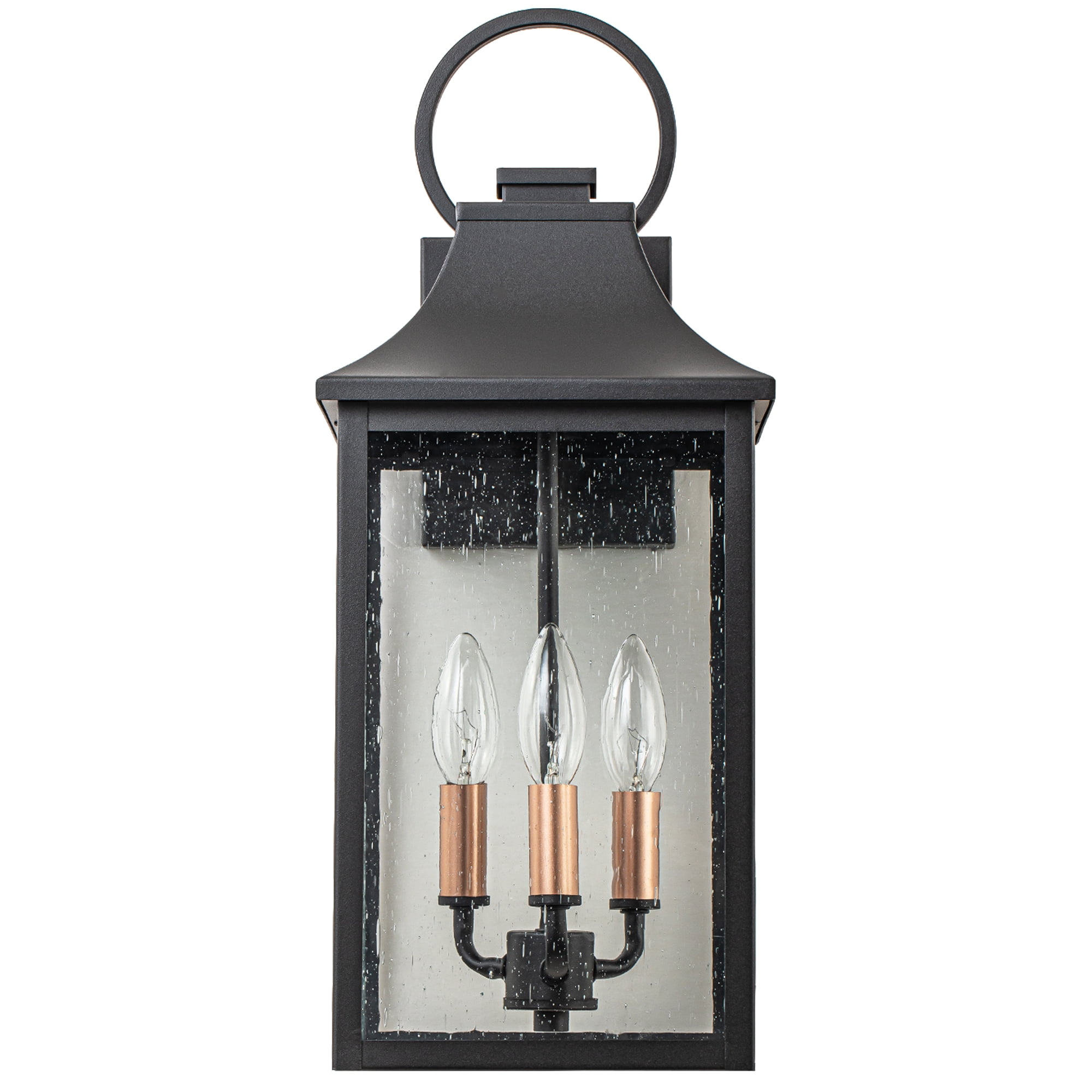 17.75"H Outdoor Wall Sconce with Rose Gold 3-Light Candelabra