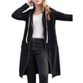 thumbnail image 1 of Sudaderas con Capucha para Mujer, Estilo Oversize, con Cremallera, Ideales para Otoño e Invierno. Chaquetas Largas con Capucha y Bolsillos. Negro 4XL, 1 of 8