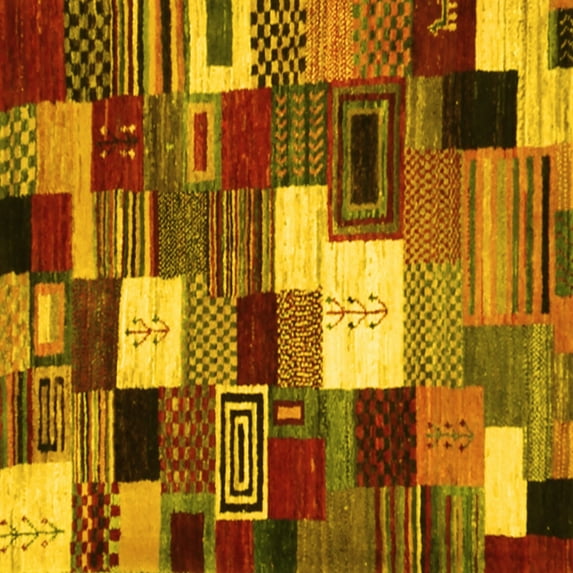 Ahgly Company Indoor Square Abstract Yellow Contemporary Area Rugs, 3' Square
