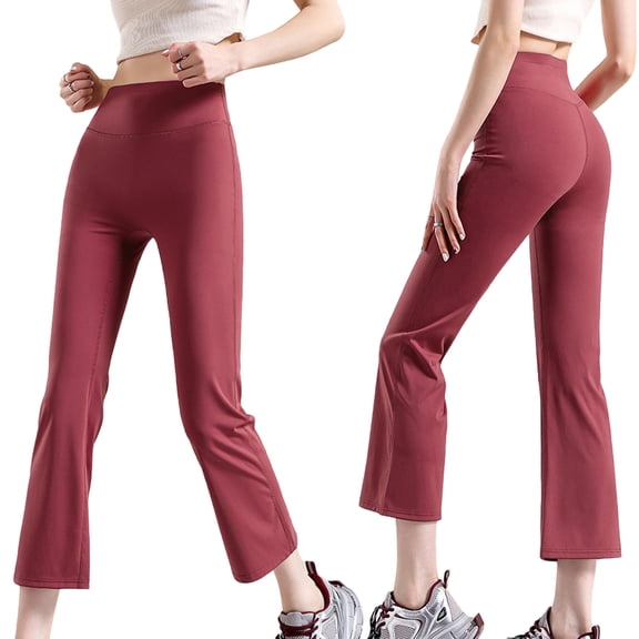 Hilenly Womens Flare Capris Leggings High Waist Casual Yoga Pants Cropped Bootcut Leggings