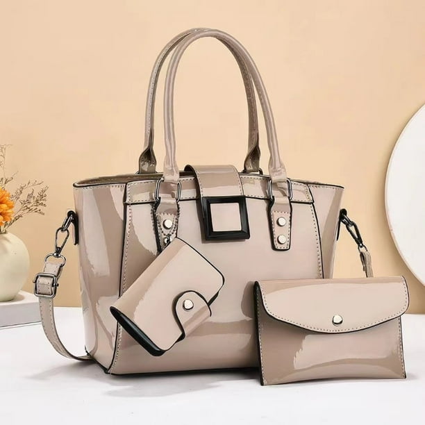 Bolsos de mano y carteras de cuero brillante para mujer bolsos de mano cruzados de lujo conjunto de 3 piezas bolso de mano para mujer bolso de hombro Walmart en linea