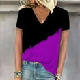 thumbnail image 2 of Camisetas de Manga Corta para las Mujeres de Cuello en V Sólido Casual Camiseta, 95% Poliéster 5% Spandex Vintage Ligero Top para Diario, Fiesta Y Primavera, 2 of 4
