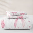 thumbnail image 5 of Manfei Pink Polka Dots Quilt Full For Girls,Watercolor Coquette Bow Print Full Bedspread Sets For Kids,3 Pieces, 5 of 7
