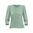 thumbnail image 7 of Yigetop 3/4 Length Sleeve Womens Tops, Womens Tops 3/4 Sleeve with Buttons Casual Blouses Summer Outfits Beach Vacation Plus Size Spring Clothes Womens Tops Green L, 7 of 7