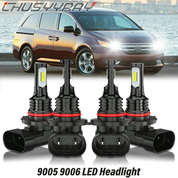 For Honda Odyssey 2005 2006 2007-2010 6000K White LED Headlight Bulbs High&Low Beam Combo Kit 4Pcs