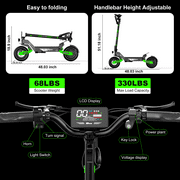 Electric Scooter for Adults,48V 23.4AH 40Miles Long Range 1200W E-Scooter for Adults,Top Speed 30MPH Commuting E-Scooter with 11Off Road Tires, Full Suspension