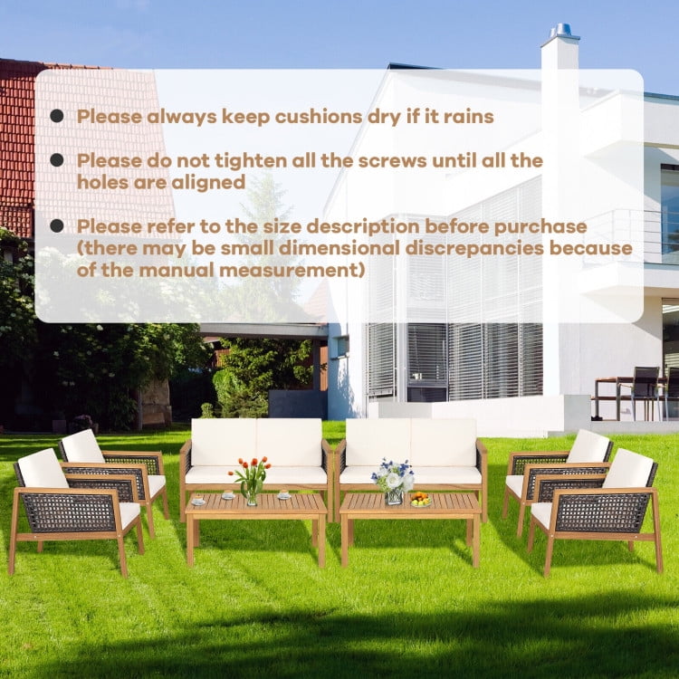 Aimee Lii 4 Pieces Wicker Furniture Set with Removable Cushions, Outdoor Patio Furniture, White Aimee Lii 4 Pieces Wicker Furniture Set with Removable Cushions, Outdoor Patio Furniture, White