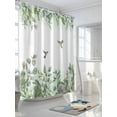 thumbnail image 3 of Watercolor Hummingbird Leaf Shower Curtain, Green White Bathroom Decor Curtains Set with Hooks, Waterproof Fabric Home Accessories， Stall 36 X 78 Inch, 3 of 6