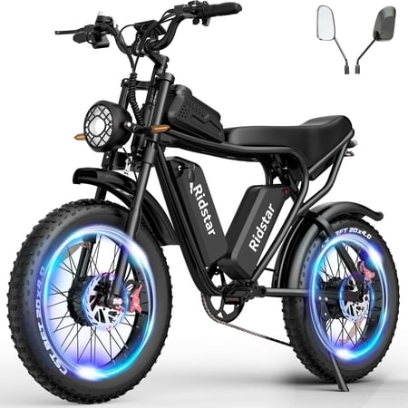 2000W Dual Motor Mountain Bike 52V 40Ah Removable Battery Off-Road E-Bike,20" Fat Tire Electric Bike for Adults , Shimano 7 speed Full Suspension Electric Motobike UL2849