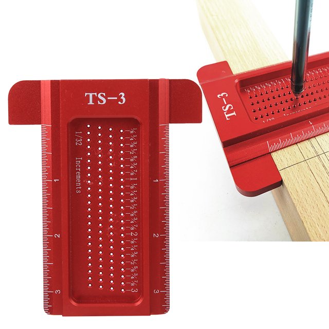Regla de carpintería herramientas de carpintería regla de medida de aleación de aluminio regla de trazado de agujeros trabajo hecho a mano DIY para carpintero de ANGGREK Otros