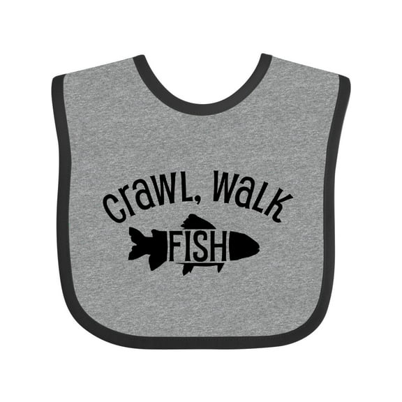 Inktastic Crawl, Walk Fish Boys or Girls Baby Bib