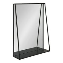 Kate and Laurel Lintz Modern Mirror with Storage Shelf, 18" x 24", Black