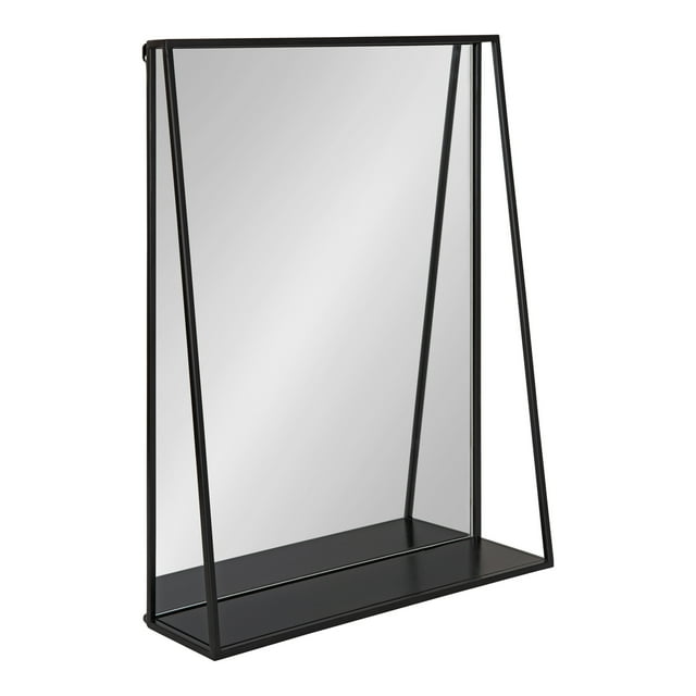 Kate and Laurel Lintz Miroir Moderne avec Tablette de Rangement, 18 Pouces x 24 Pouces, Noir