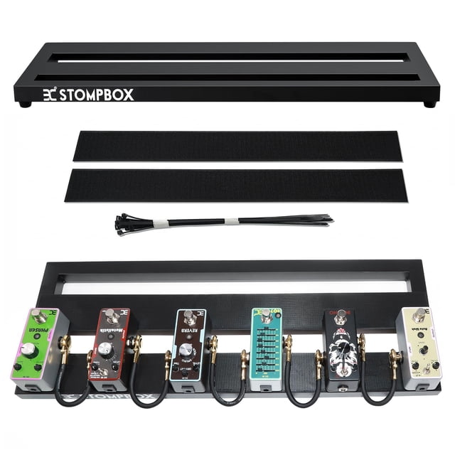 EX Portable 20" Guitar Effects Pedal Board Pedalboard Aluminum Alloy With 2 Roll Fastener Tapes Black For A Simple Rig