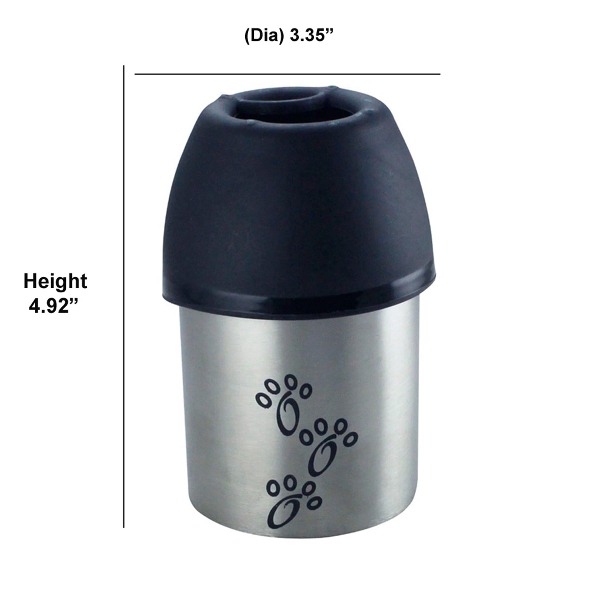 Pefilos 11.84 oz Plastic Fin Cap Pet Travel Dog Water Bottle in Stainless Steel for Small Dogs, Silver and Black S Pefilos 11.84 oz Plastic Fin Cap Pet Travel Dog Water Bottle in Stainless Steel for Small Dogs, Silver and Black S