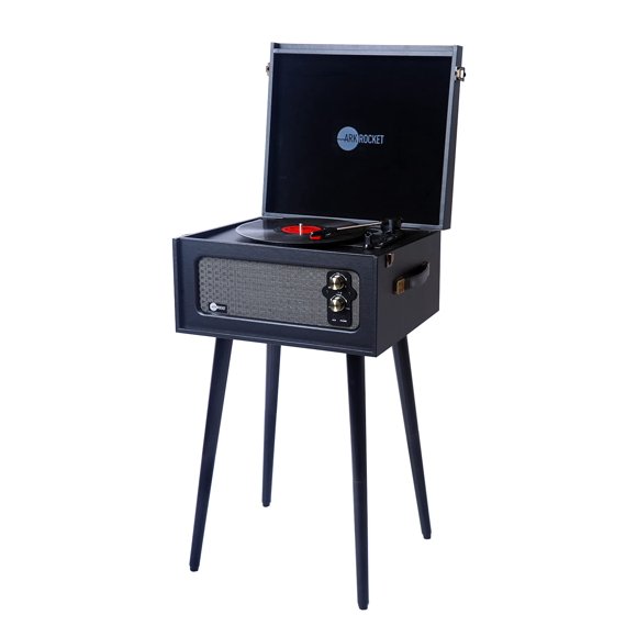 Arkrocket 3-Speed Bluetooth Record Player Retro Turntable with Built-in Speakers and Removable Legs (Black)