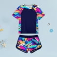 thumbnail image 2 of vigerkar Girls Rash Guard Swimsuit 2-Piece Bathing Suit UPF 50+ Summer Beach Swimwear Size 2-10T (Navy, 2-3 Years), 2 of 8