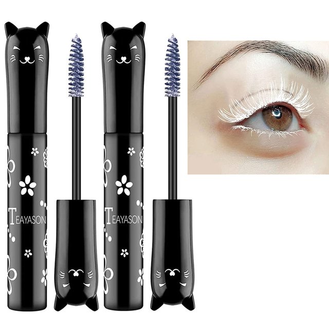 2 Packs Cat eye mascara , Washable Mascara Makeup, Volumizing Mascara, Buildable, Lengthening Mascara, Defining, Curling, Multiplying, Eyes Makeup(1#)