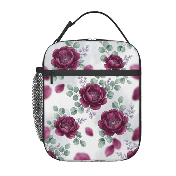 Flower Lunch Bag Boho Botanical Insulated Lunch Box Reusable Cooler Tote For Women Men Work Office Travel Picnic