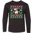 thumbnail image 3 of Inktastic Merry Christmas Sloth and Llama Ugly Sweater Style Long Sleeve Youth T-Shirt, 3 of 5