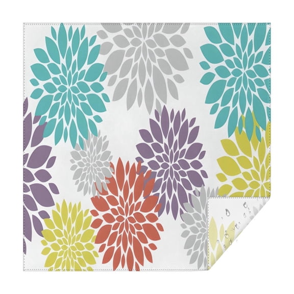Yellow Floral and Petal Pattern Square Tablecloth,Waterproof Square Table Cover,Wipeable Spillproof Washable Table Cover for Home Kitchen Party Decor 42"X42"(107x107cm)