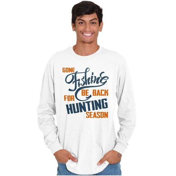 Gone Fishing Hunting Season Funny Dad Men's Big & Tall Long Sleeve Graphic Tee Brisco Brands 2X