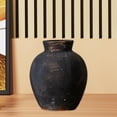 thumbnail image 5 of kowaku Rustic Ceramic Vase Wabi Table Centerpiece Office Farmhouse Flower Vase Black 12.7x12.7x15cm, 5 of 7
