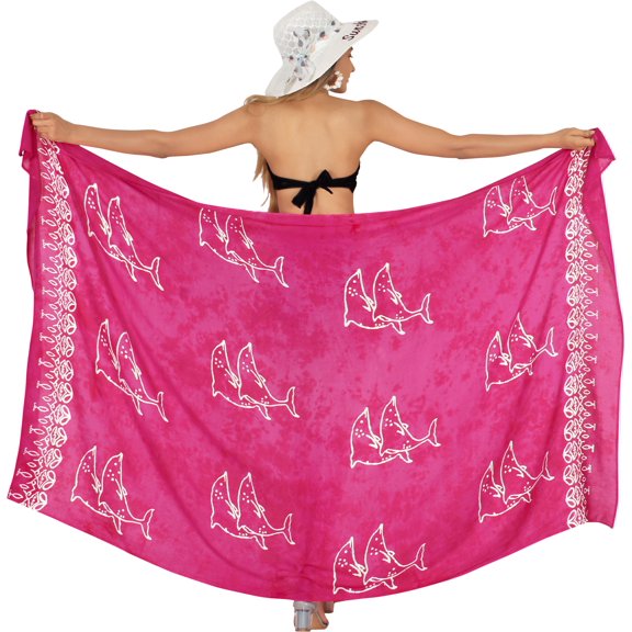 HAPPY BAY Women's Beachwear Summer Bikini Wraps Beach Wrap Swimwear Sarong Swim Cover up Skirt Swimsuit Pareo Coverups for Women One Size Pink, Dolphin