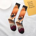 thumbnail image 4 of Daiia Sports Socks Colorful Leaf Chihuahua Printed Novelty Crew Socks for Men Women Knee High Socks Cotton Socks Soft & Breathable Support Unisex Socks, 4 of 9
