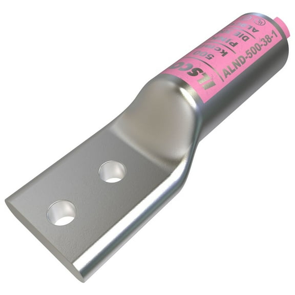 Ilsco ALND-500-38-1, 600 V to 35 kV, 3/8"" 2-Hole, Compression Cable Lug, 1 pc