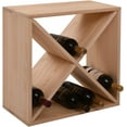 thumbnail image 1 of 24 Bottle Solid Wood Wine Storage Cube, Stackable Modular Wine Rack for Kitchen Bar Dining Room, Burlywood, 1 of 8