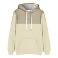 thumbnail image 4 of Momasggi Mens Color Block Hoodies with Pockets Fall Winter Long Sleeve Fleece Pullover Tops Casual Drawstring Hooded Sweatshirts with Pockets Beige L, 4 of 5