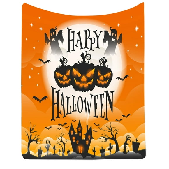 Halloween Throw Blankets, 59*78.7 Inch Funny Ghost Cute Halloween Spooky Black and White Throw Blanket Lightweight Cozy Flannel Blanket for Bedroom Living Rooms Couch Sofa Bed Home Decorations
