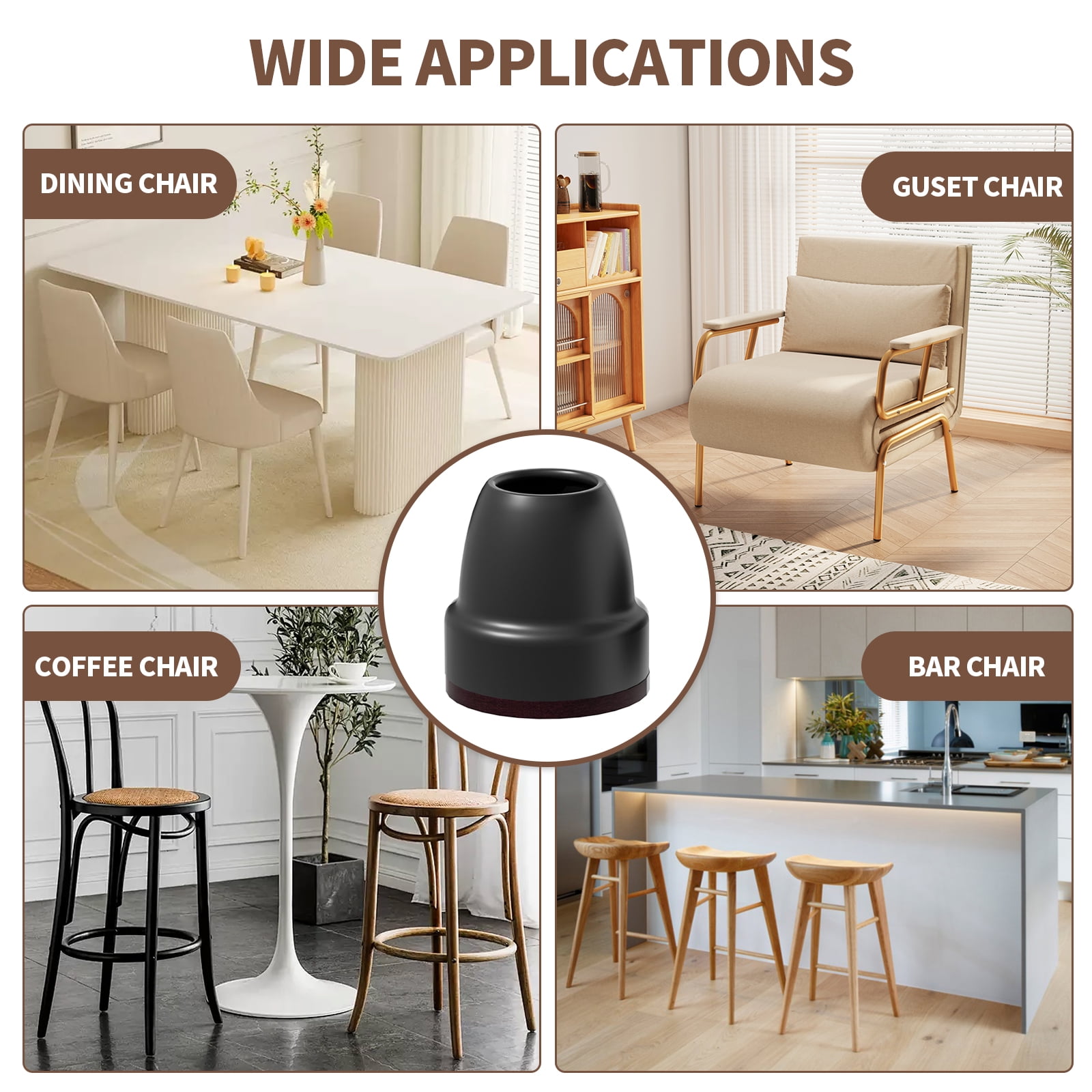 16Pcs Chair Leg Covers Anti skid slide automatic switching,Chair Leg Caps with Felt Pads,Chair Leg Floor Protectors for Hardwood Floors(1.25"Black)
