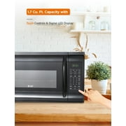 Commercial Chef 1.7 Cu. Ft. Over-The-Range Microwave Oven, 1000 Watt Microwave with 10 Power Levels, 300 CFM Hidden Vent Hood Fan, Touch Controls, LED Display, 10 Preset Options, CHMR17GB, Black