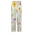 thumbnail image 5 of Watercolor Wildflowers Spring Summer Winter Female Pants Flannel High Waist Women Pants Lady Warm Straight Leg Plush Trousers, 5 of 7