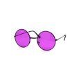 thumbnail image 2 of SA106 Retro Vintage Flat Color Circle Round Lens Sunglasses Black Fuchsia, 2 of 4