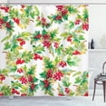 thumbnail image 1 of Ambesonne Rowan Shower Curtain, Watercolor Berries Winter, 69"Wx84"L, Scarlet Mustard Green, 1 of 3