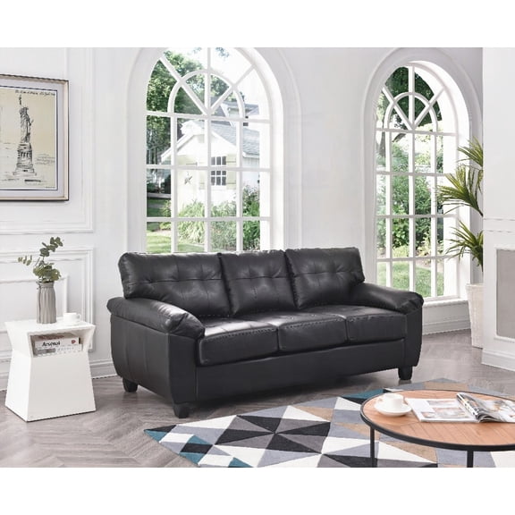 Modern Simple Leather 220cm Sofa with Removable Backs and Long Lasting Hardwood Frame