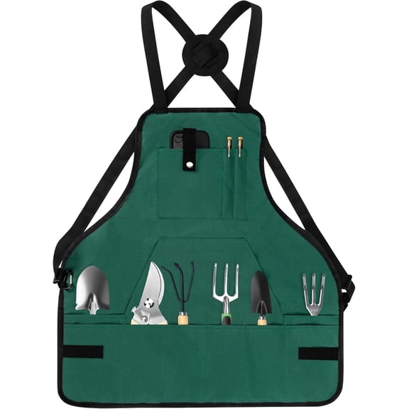 Gardening Apron, Garden Apron for Women with Pockets, Waterproof 600D Heavy Duty Cross for Men Gardeners Painting