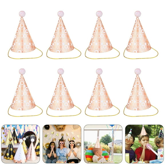 HONITANO 10Pcs Rose Gold Sequin Party Hats for Adult Birthday Party Decoration