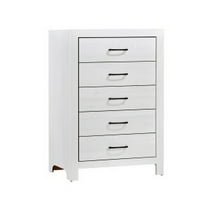 Benjara Eby 48 Inch Tall Dresser Chest, 5 Drawers with Black Nickel Handles, White