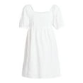 thumbnail image 4 of Time and Tru Women's and Women's Plus Eyelet Mini Dress with Puff Sleeves, Sizes XS-4X, 4 of 4