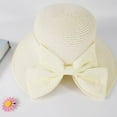 thumbnail image 3 of 56-60cm hat circumference women's straw hat sunshade sunscreen outdoor travel bow beach hat-Beige, 3 of 6